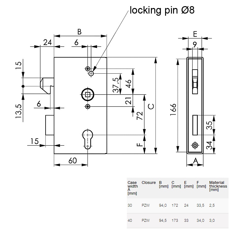AMF 140SNIG POORTSLOT MET HAAK
