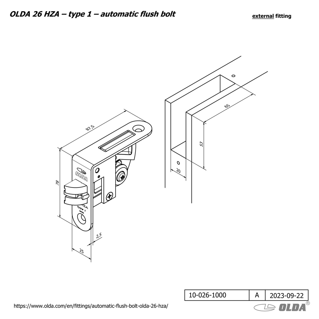 OLDA 26 AUTOMATISCHE HOEKKANTSCHUIF