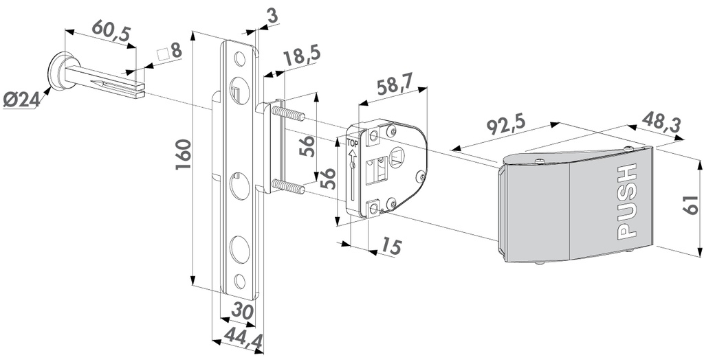 LOCINOX 3006PUSH KRUKSET