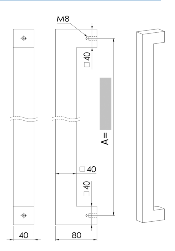 U90°K 01 ⧄ 40/40 ALUMINIUM DEURGREEP - stuk