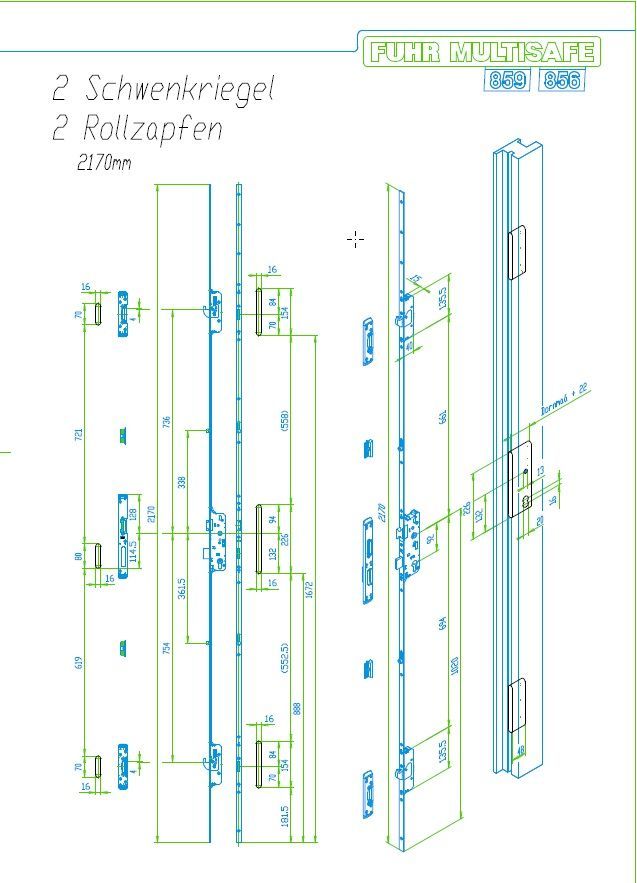 FUHR MULTISAFE 856 MEERPUNTSLOT TYPE 3/1 HAKEN EN ROLNOKKEN