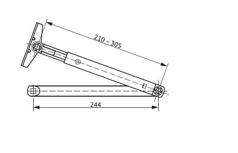 GU SCHAAR- OF GLIJARM VOOR DEURPOMP OTS 210 / 430