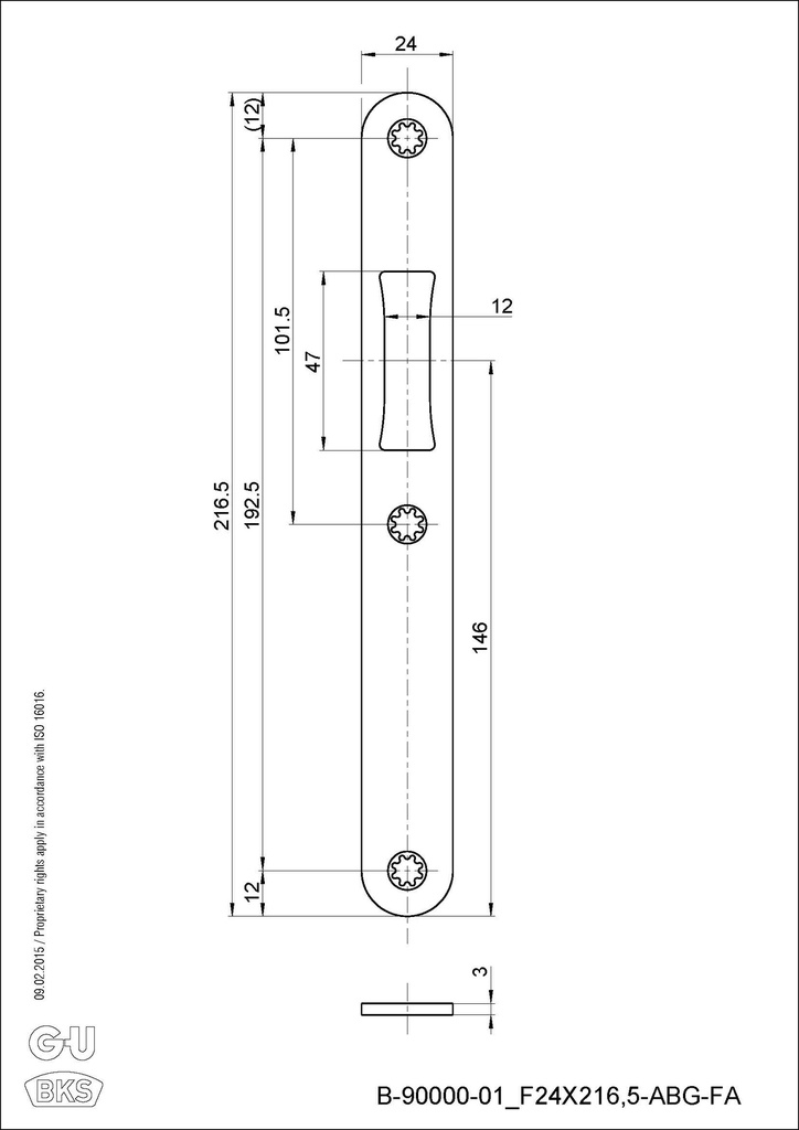 BKS SLUITPLAAT VOOR PANIEKSLOT AUTOMATIC